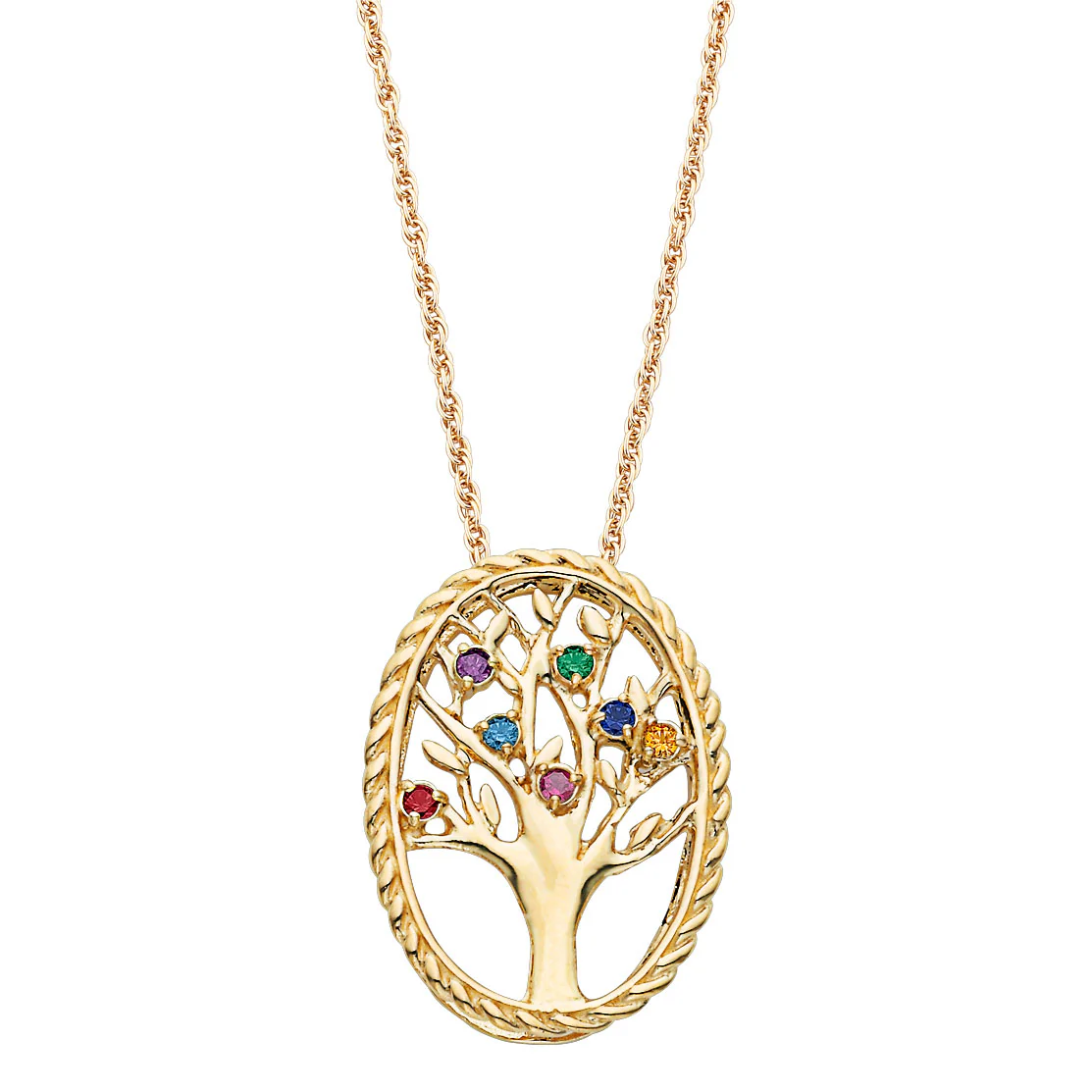 Gold over Sterling Birthstone Family Tree Necklace - Image 5
