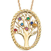 Gold over Sterling Birthstone Family Tree Necklace - Image 6