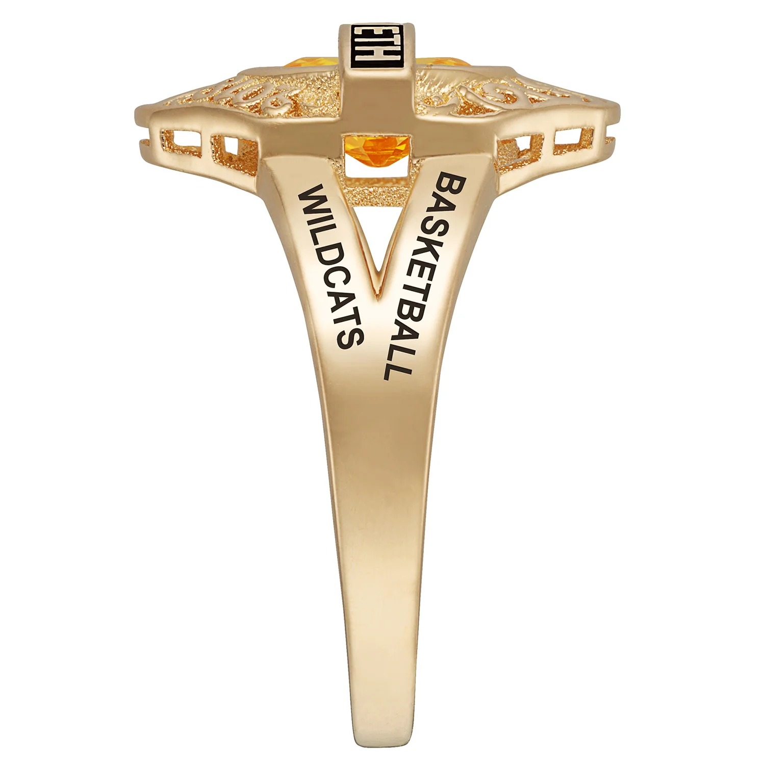 14K Gold over Sterling Bridged Birthstone Class Ring with Filigree Hidden Year - Image 3