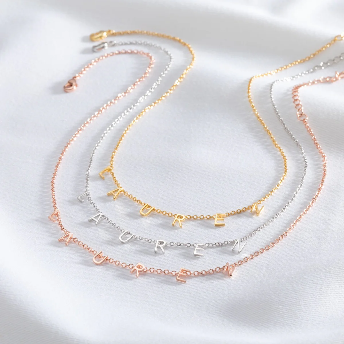 14K Gold over Sterling Dainty Name Choker - Image 3