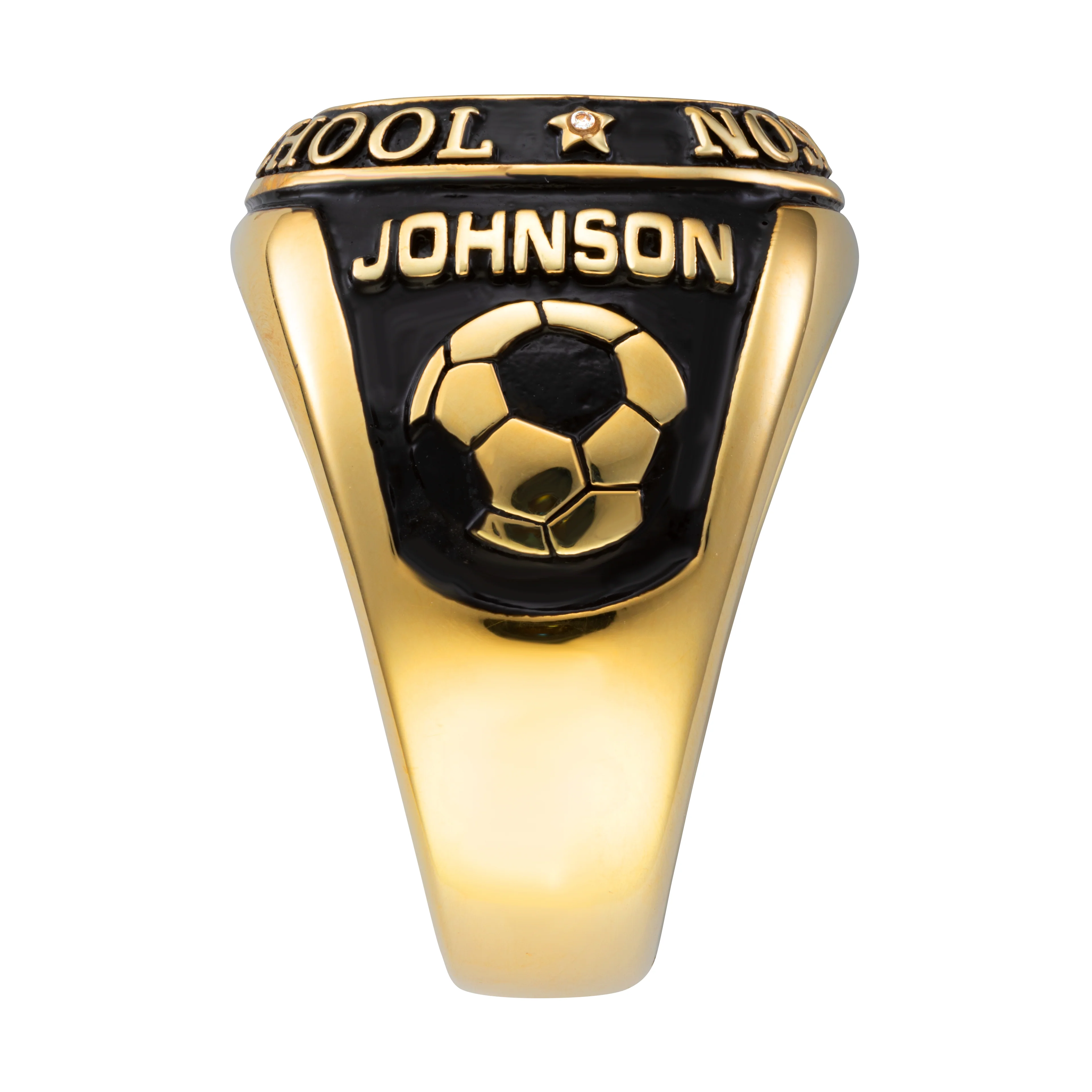 14K Gold over Sterling Double Row Traditional Men's Class Ring - Image 3
