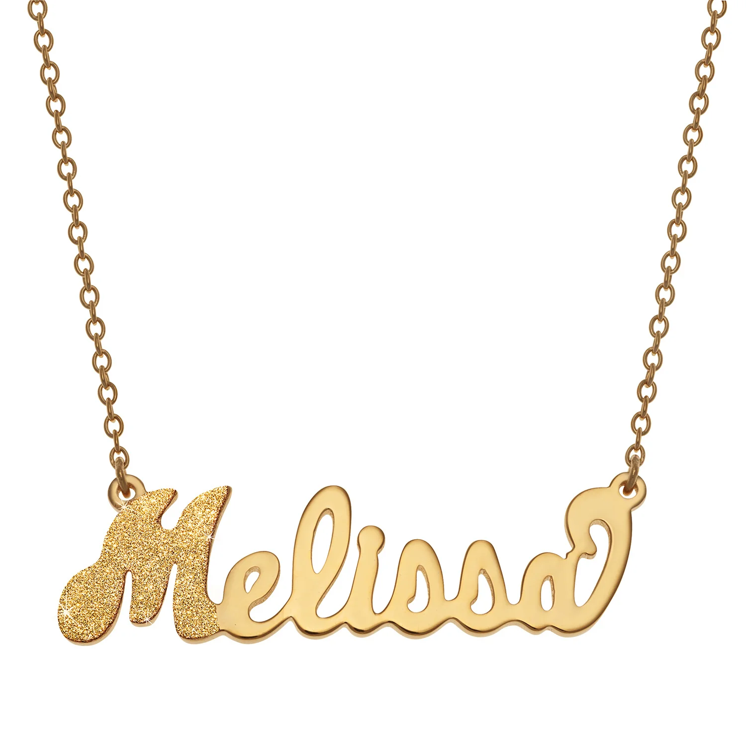 14K Gold over Sterling Dual Finish Name Necklace
