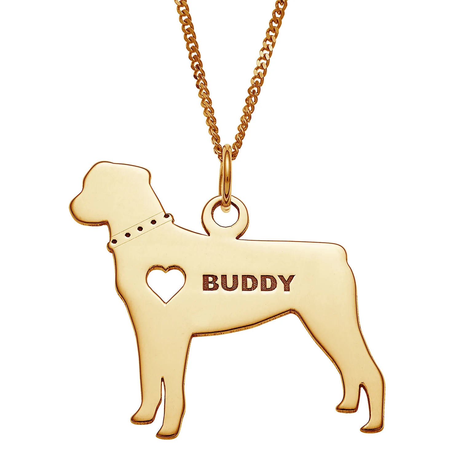 14K Gold over Sterling Engravable Rottweiler Dog Necklace