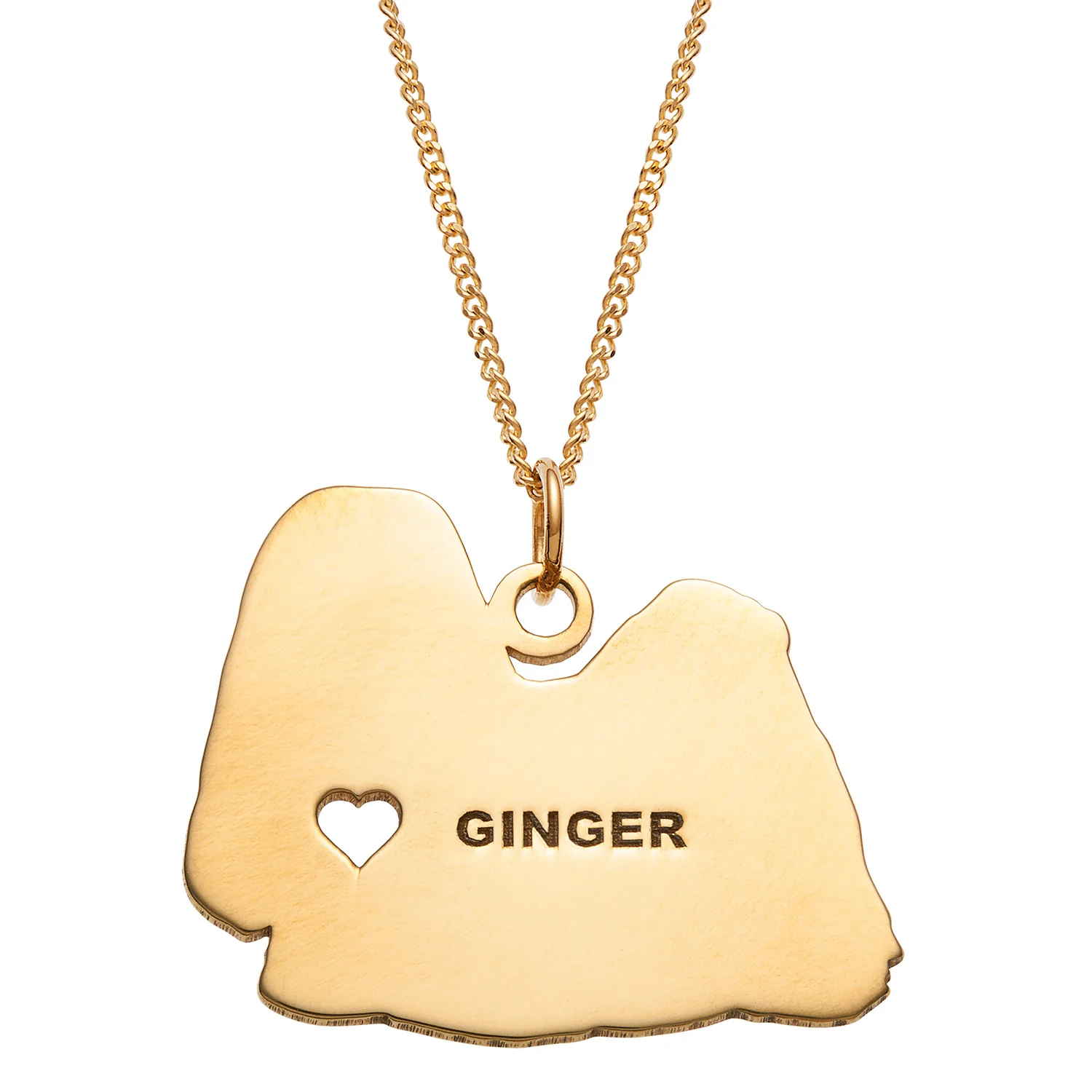 14K Gold over Sterling Engravable Shitzu Dog Necklace