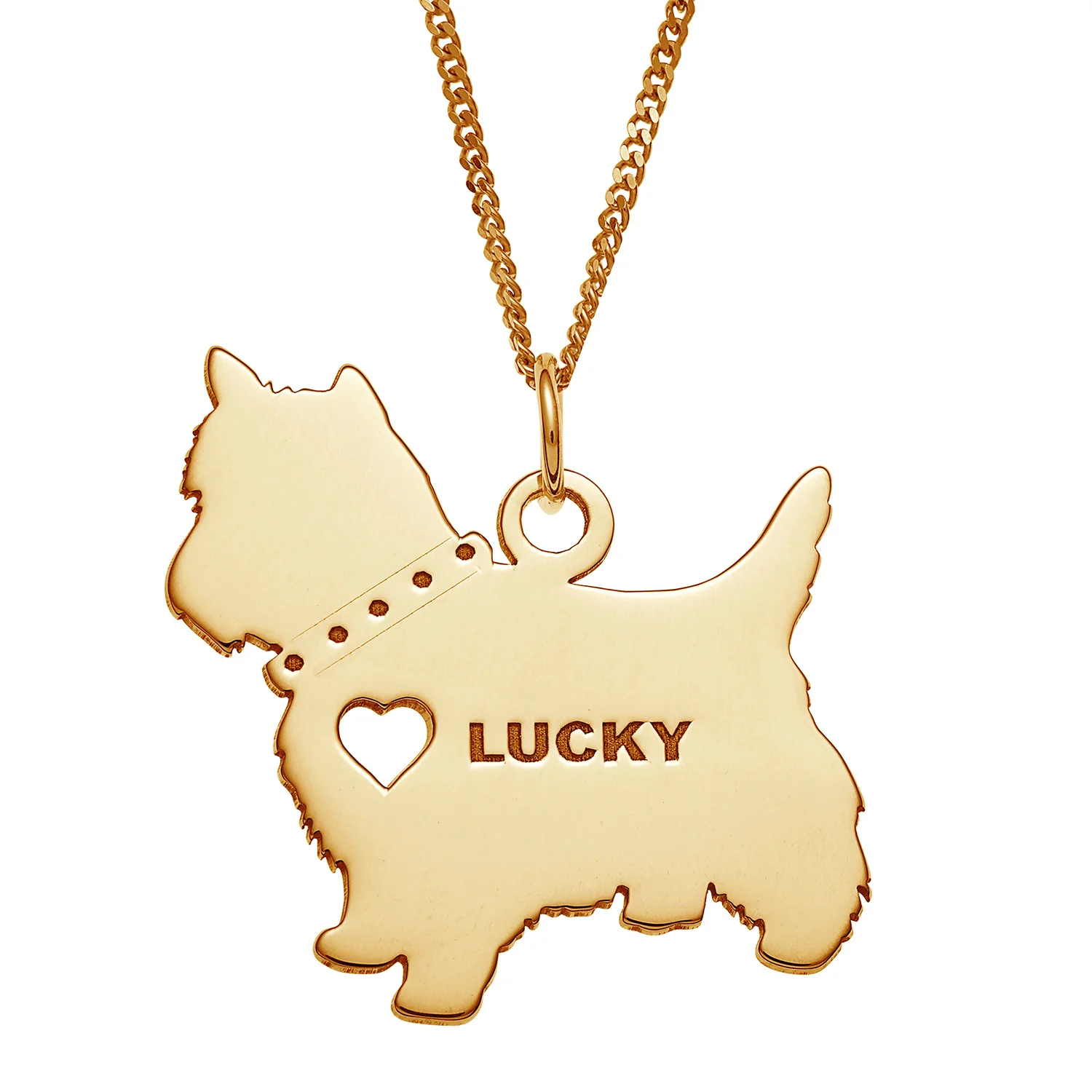 14K Gold over Sterling Engravable Yorkie Dog Necklace