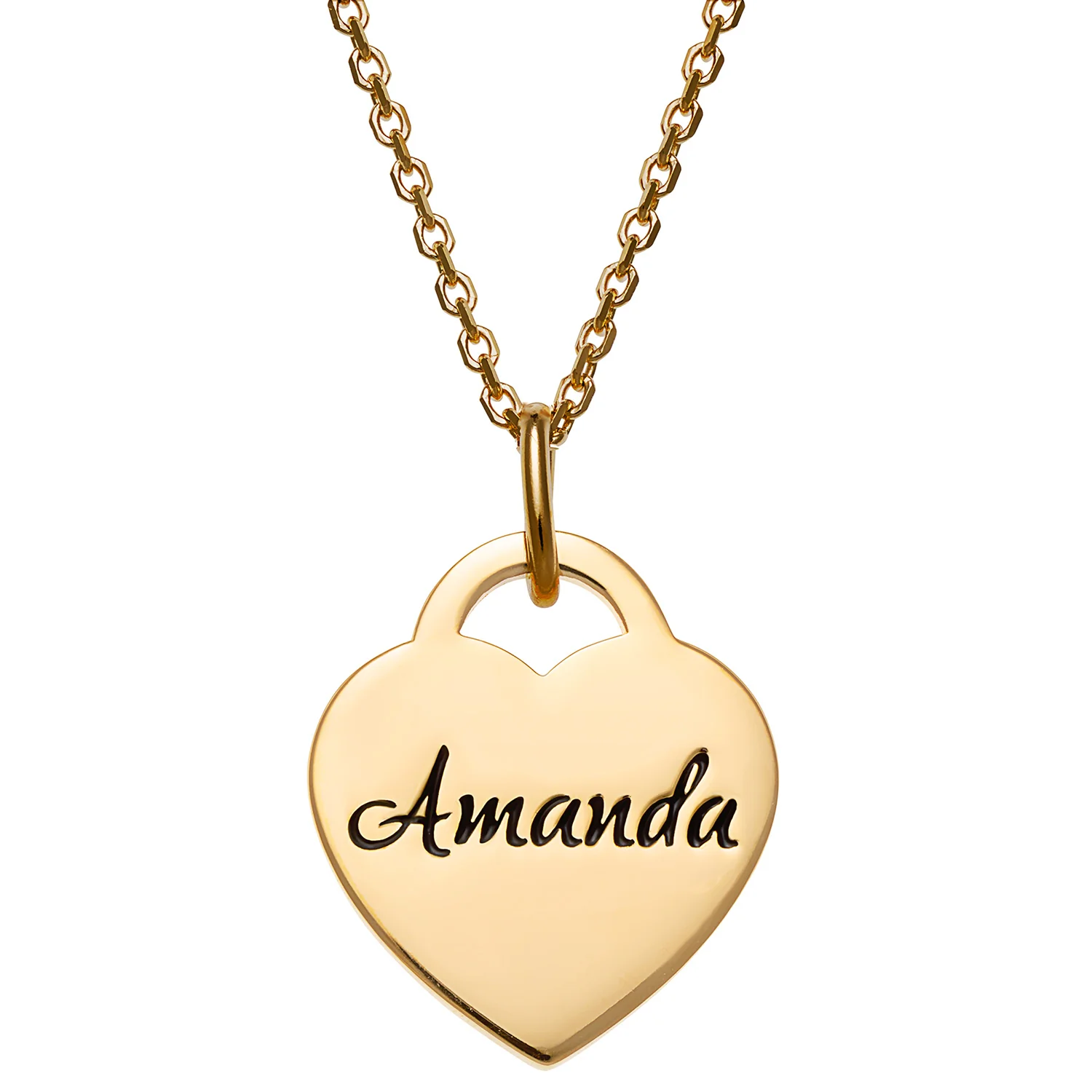 14K Gold over Sterling Engraved Double Heart Necklace - Image 2