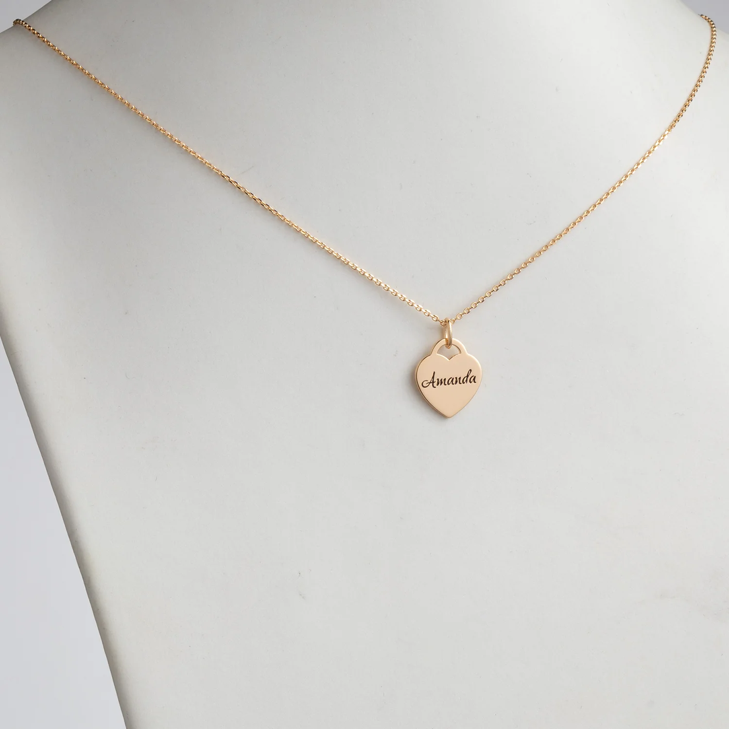 14K Gold over Sterling Engraved Double Heart Necklace - Image 4