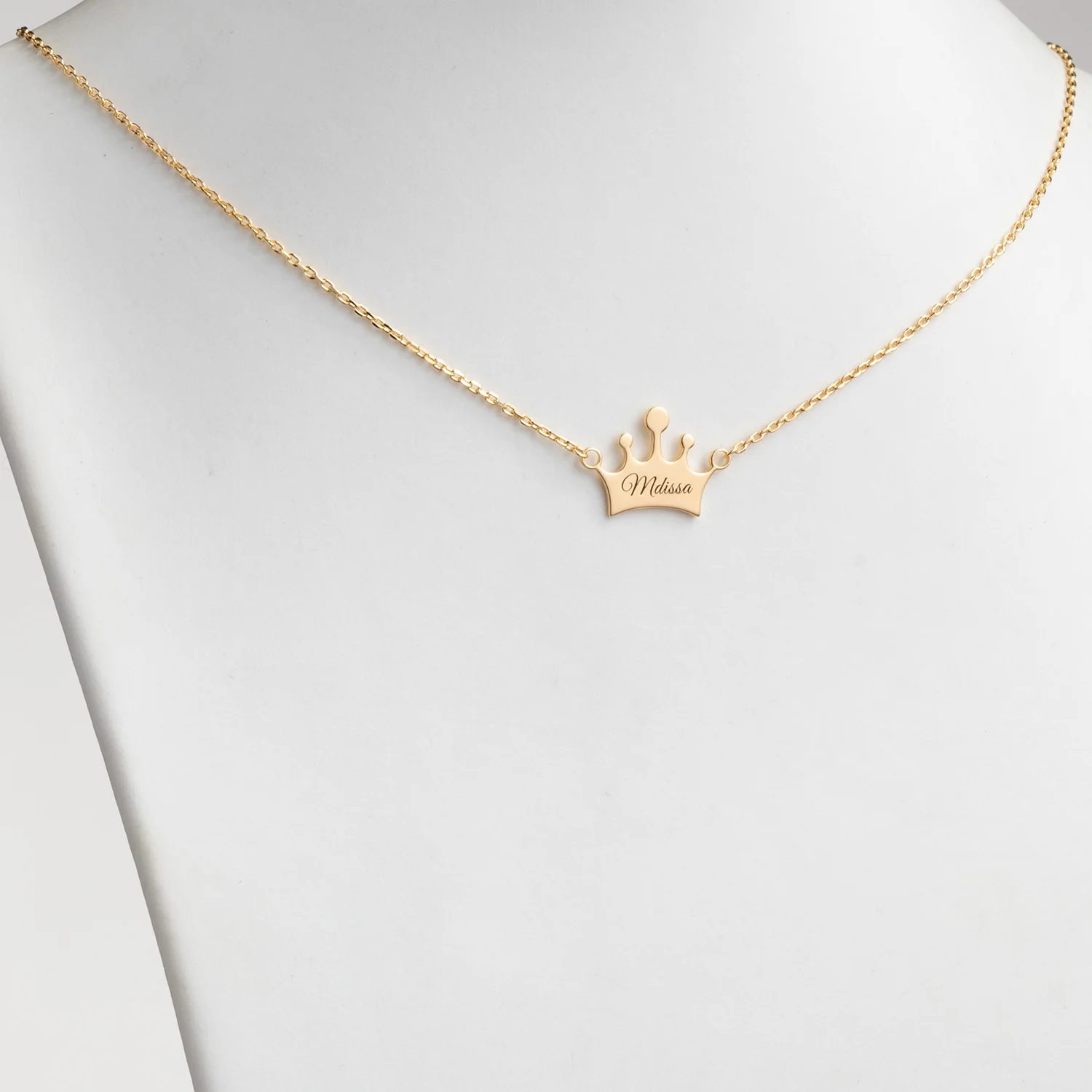 14K Gold over Sterling Engraved Name Crown Necklace - Image 2