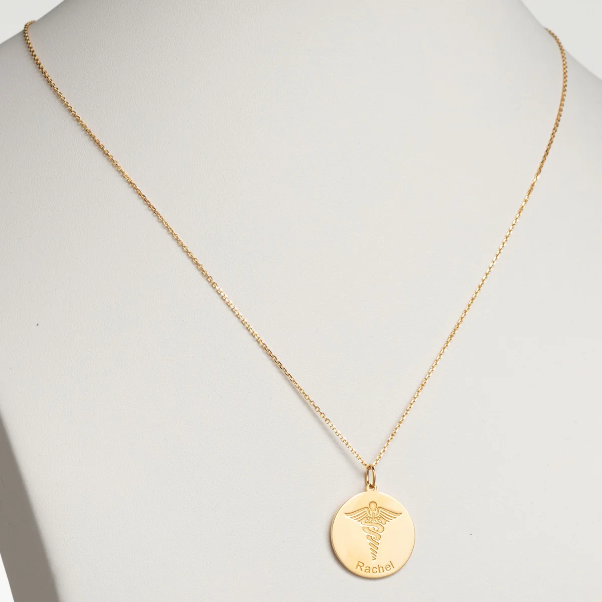 14K Gold over Sterling Engraved Name Occupation Disc Necklace - Image 4