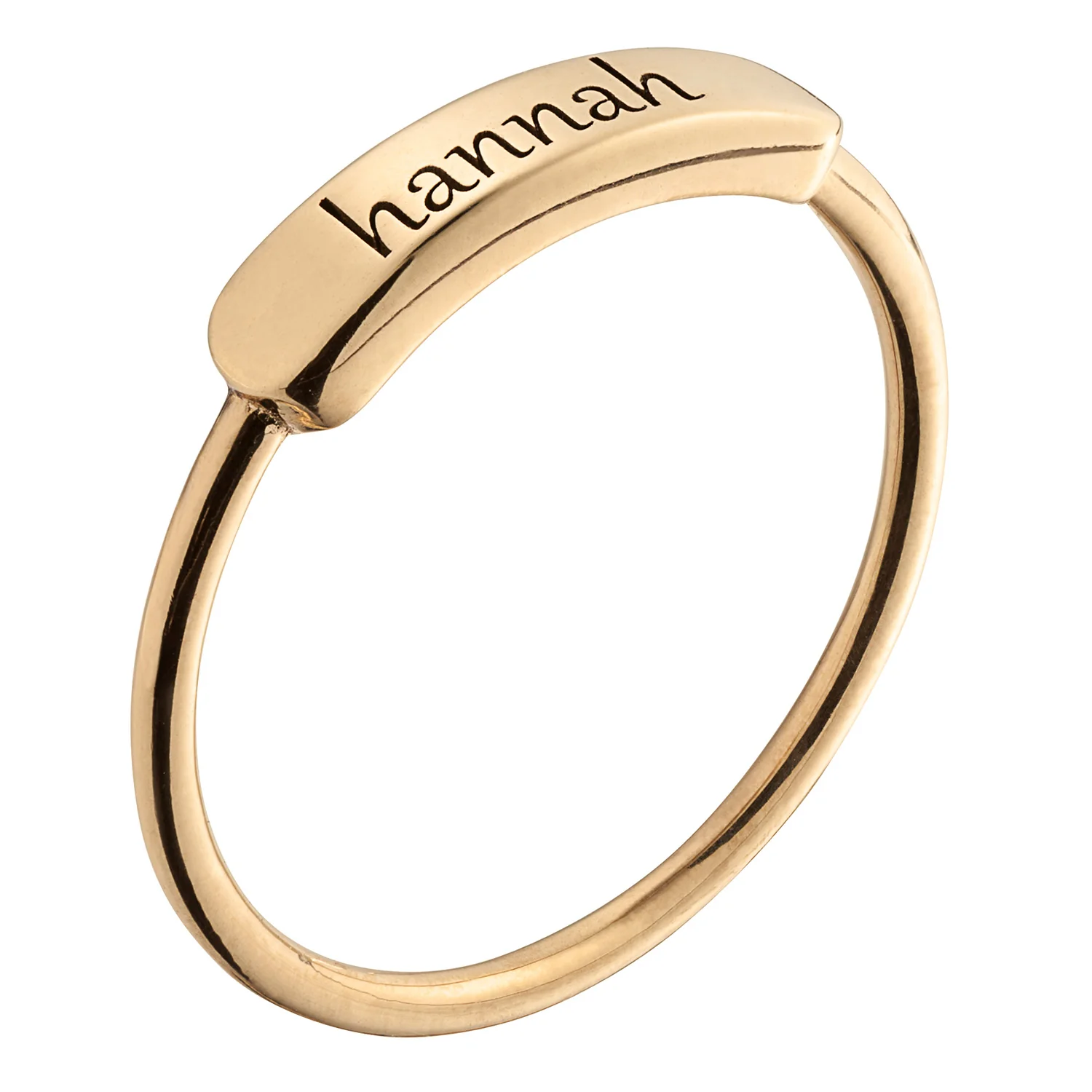 14K Gold over Sterling Engraved Name Rectangle Ring - Image 2