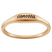 14K Gold over Sterling Engraved Oval Stackable Ring - Image 2