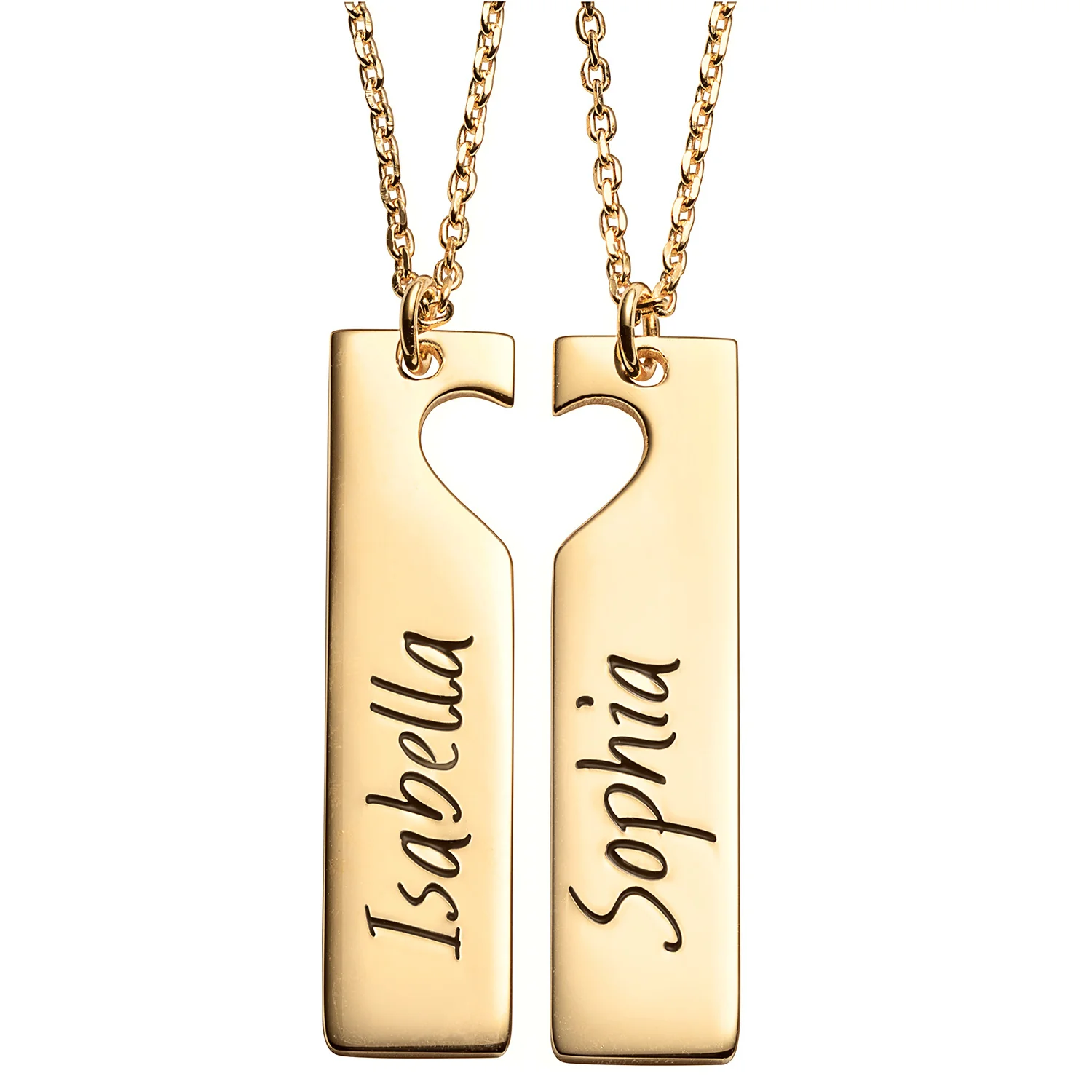 14K Gold over Sterling Engraved Shareable Open Heart Tag Neck - Image 2