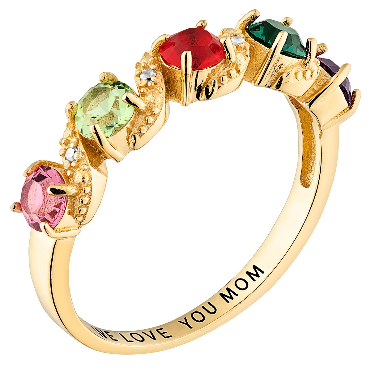 14K Gold over Sterling Family and Diamond Accent Ring - Image 2