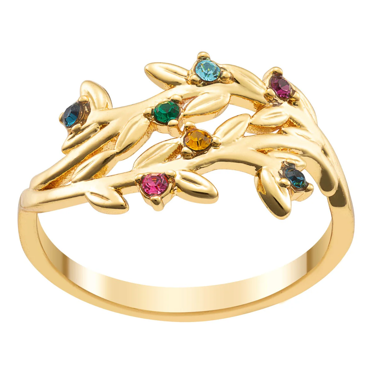 14K Gold over Sterling Family Flower Birthstone Ring