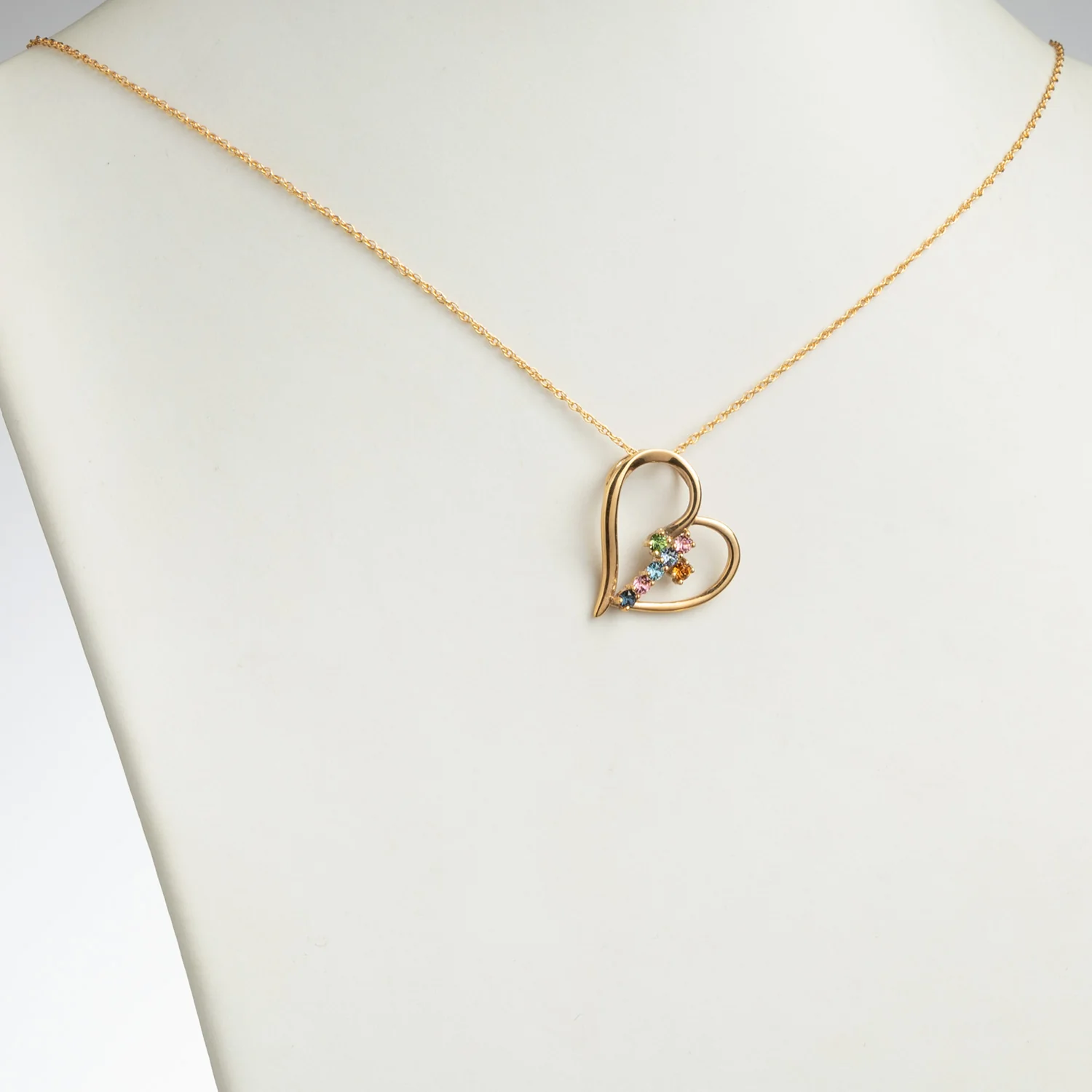 14K Gold over Sterling Family Heart and Cross Birthstone Pendant - Image 2