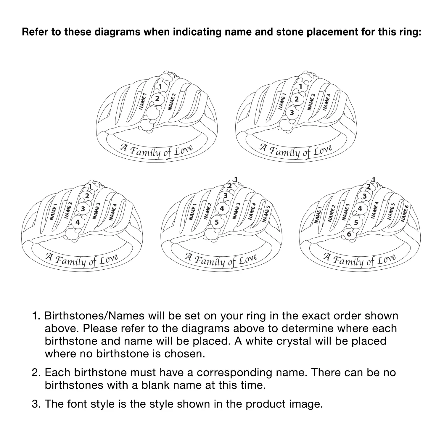 Gold Over Sterling Family Name and Birthstone Ring - Image 3