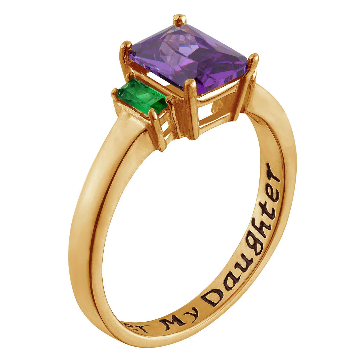 14K Gold over Sterling Forever My Daughter Birthstone Ring - Image 3