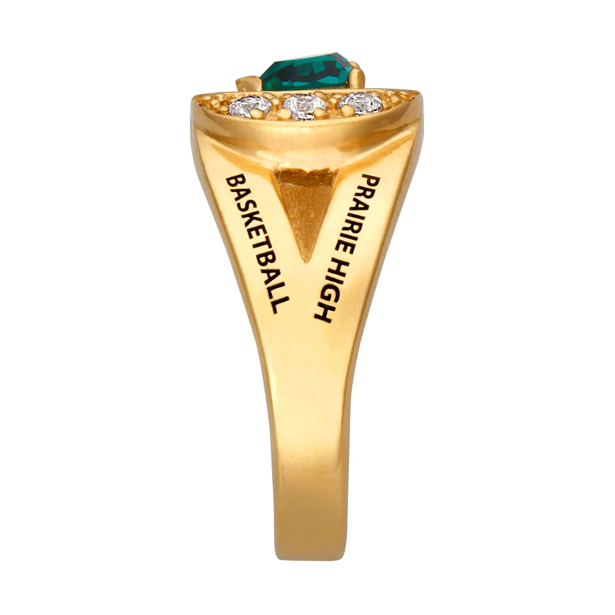 14K Gold over Sterling Freestyle Heart Birthstone Class Ring with CZ - Image 4