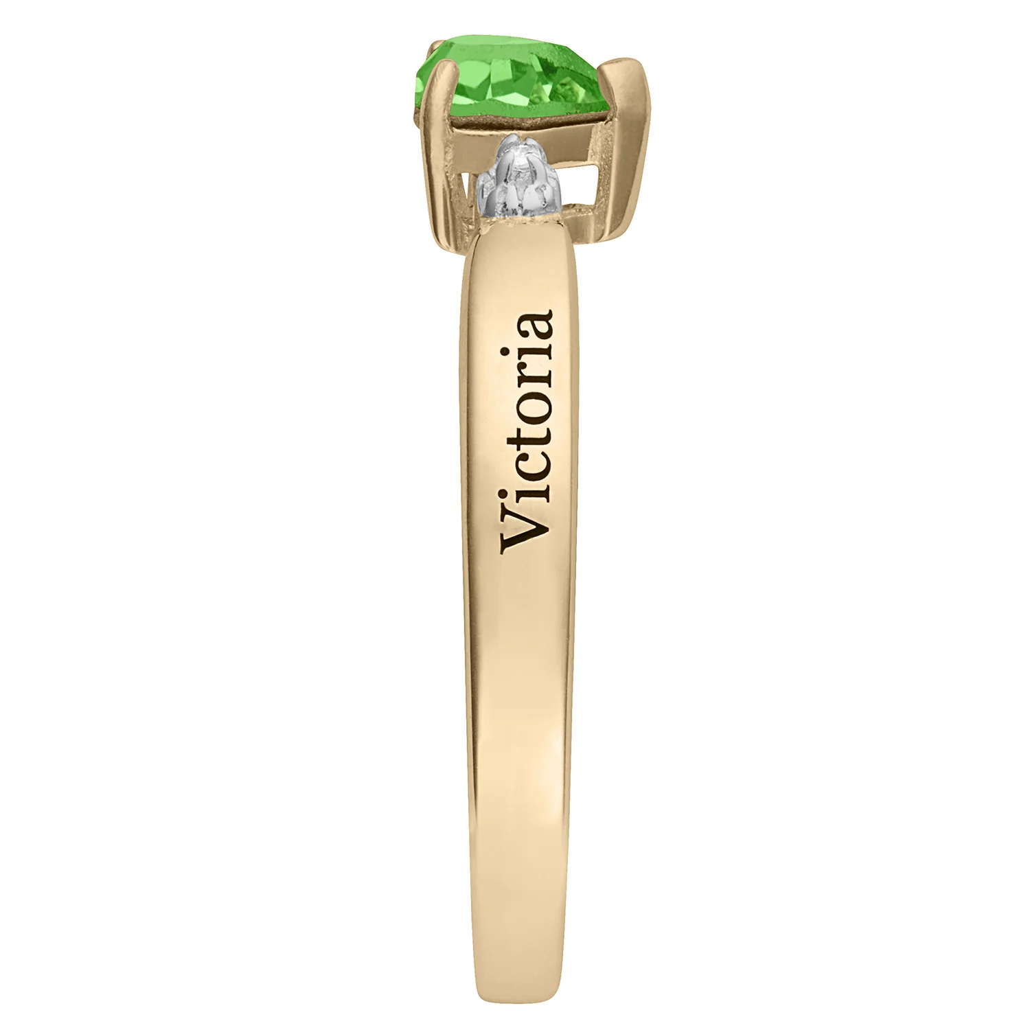 14K Gold over Sterling Freestyle Heart Birthstone Class Ring with Diamond Accent - Image 3