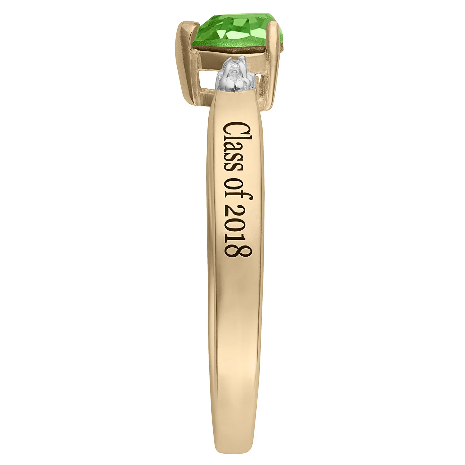 14K Gold over Sterling Freestyle Heart Birthstone Class Ring with Diamond Accent - Image 4