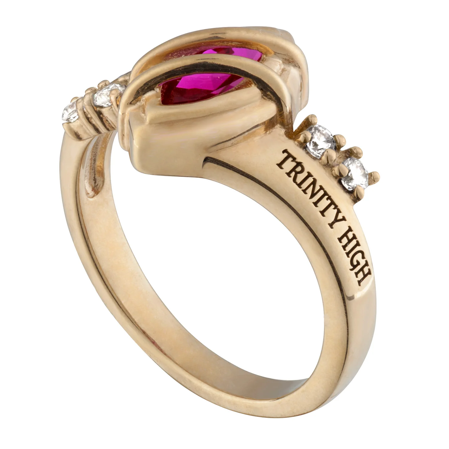 14K Gold over Sterling Freestyle Marquise Wrapped Birthstone Class Ring - Image 3
