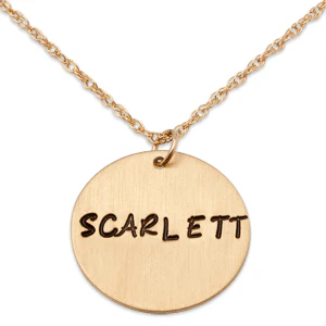 14K Gold over Sterling Hand Stamped Name Disc Pendant