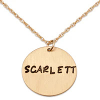 14K Gold over Sterling Hand Stamped Name Disc Pendant - Image 2