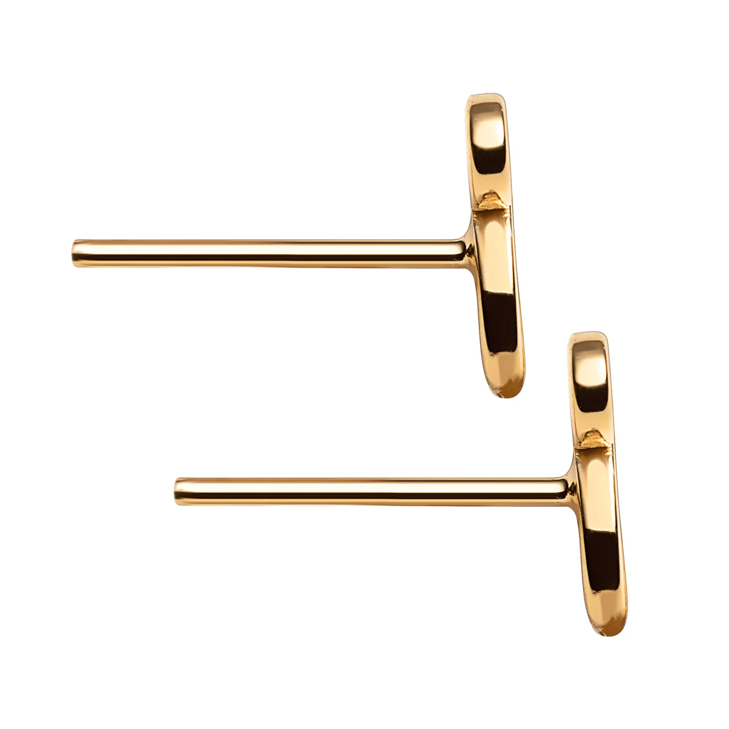 14K Gold over Sterling Initial Button Earrings - Image 2