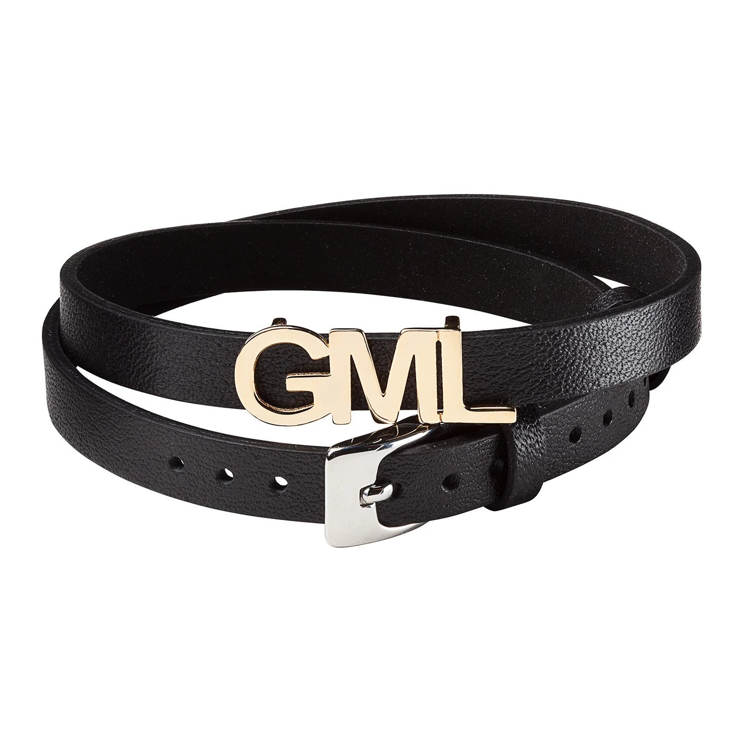 14K Gold over Sterling Initial Leather Wrap Bracelet and Choker