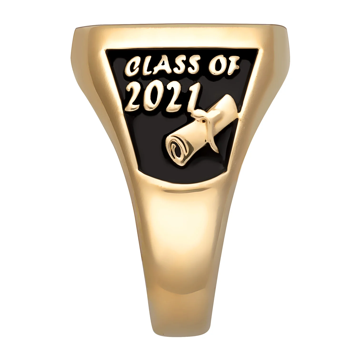 14K Gold over Sterling Ladies Rectangle Signet Class Ring - Image 3