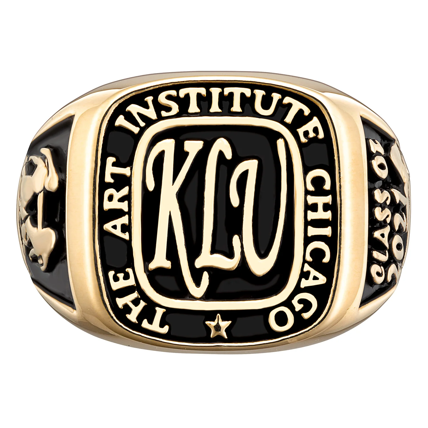 14K Gold over Sterling Ladies Rectangle Signet Class Ring - Image 4