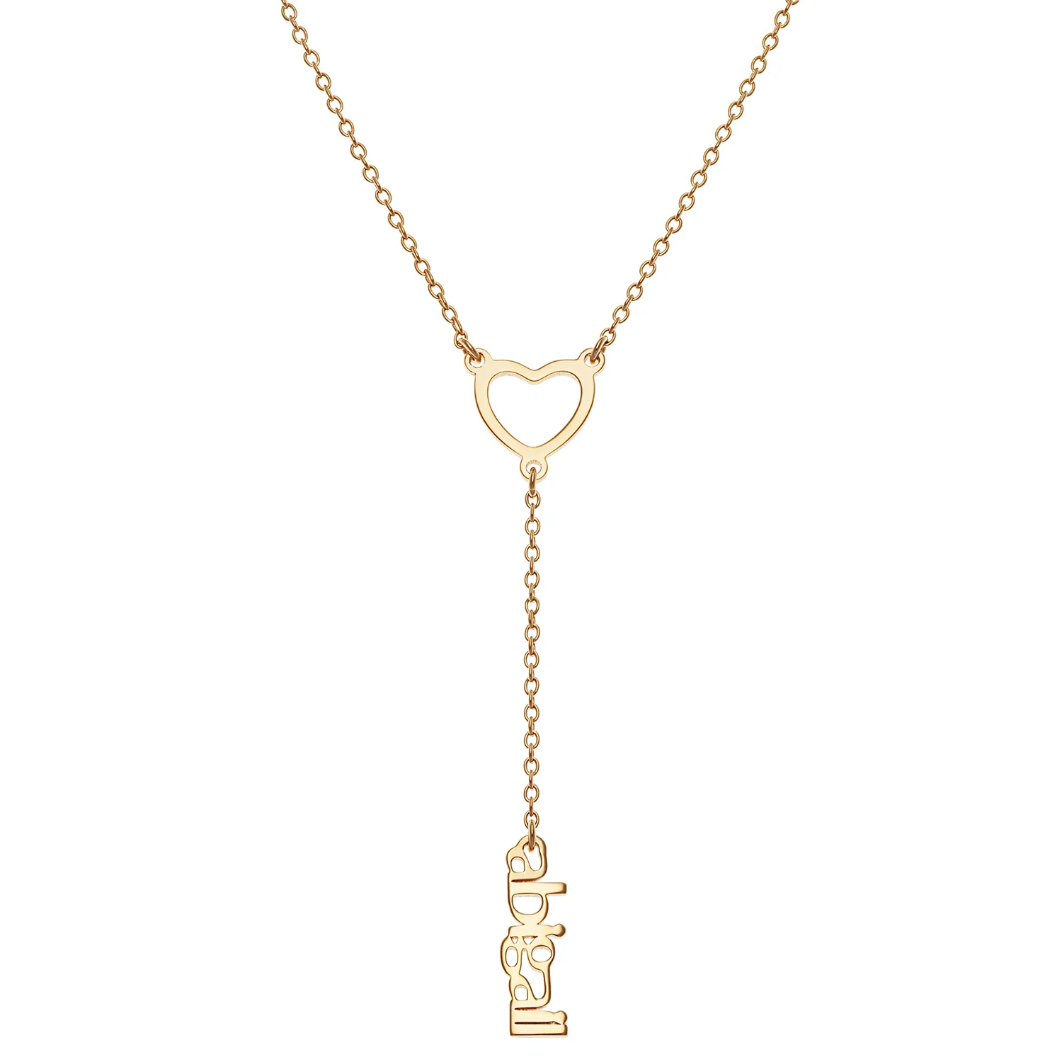 14K Gold over Sterling Lowercase Name and Heart Y-Necklace