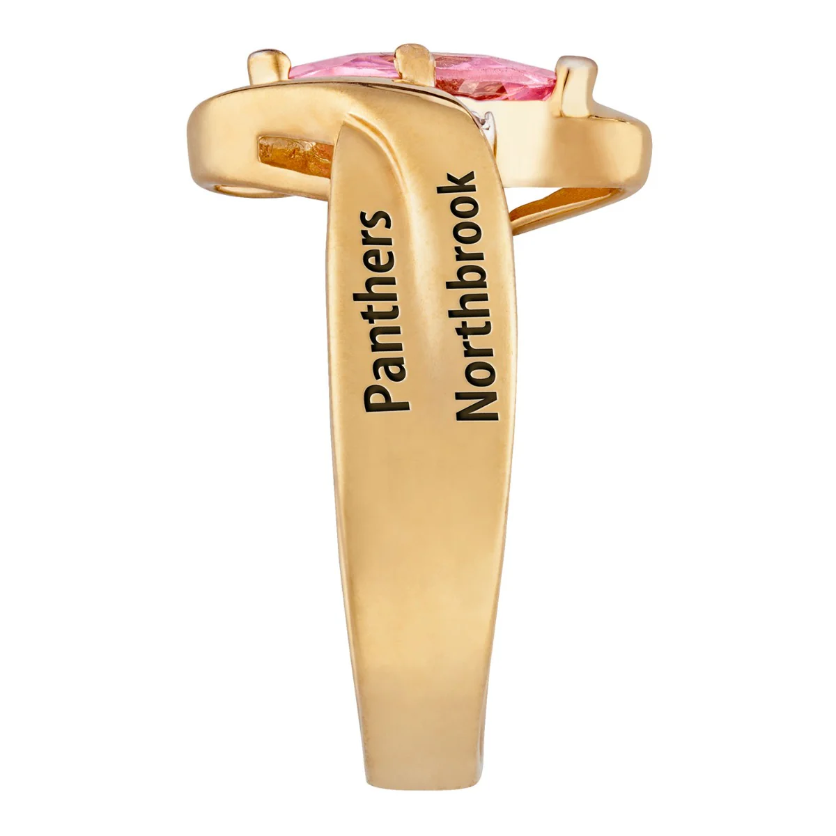 14K Gold over Sterling Marquise Birthstone & Diamond Wrap Class Ring - Image 3