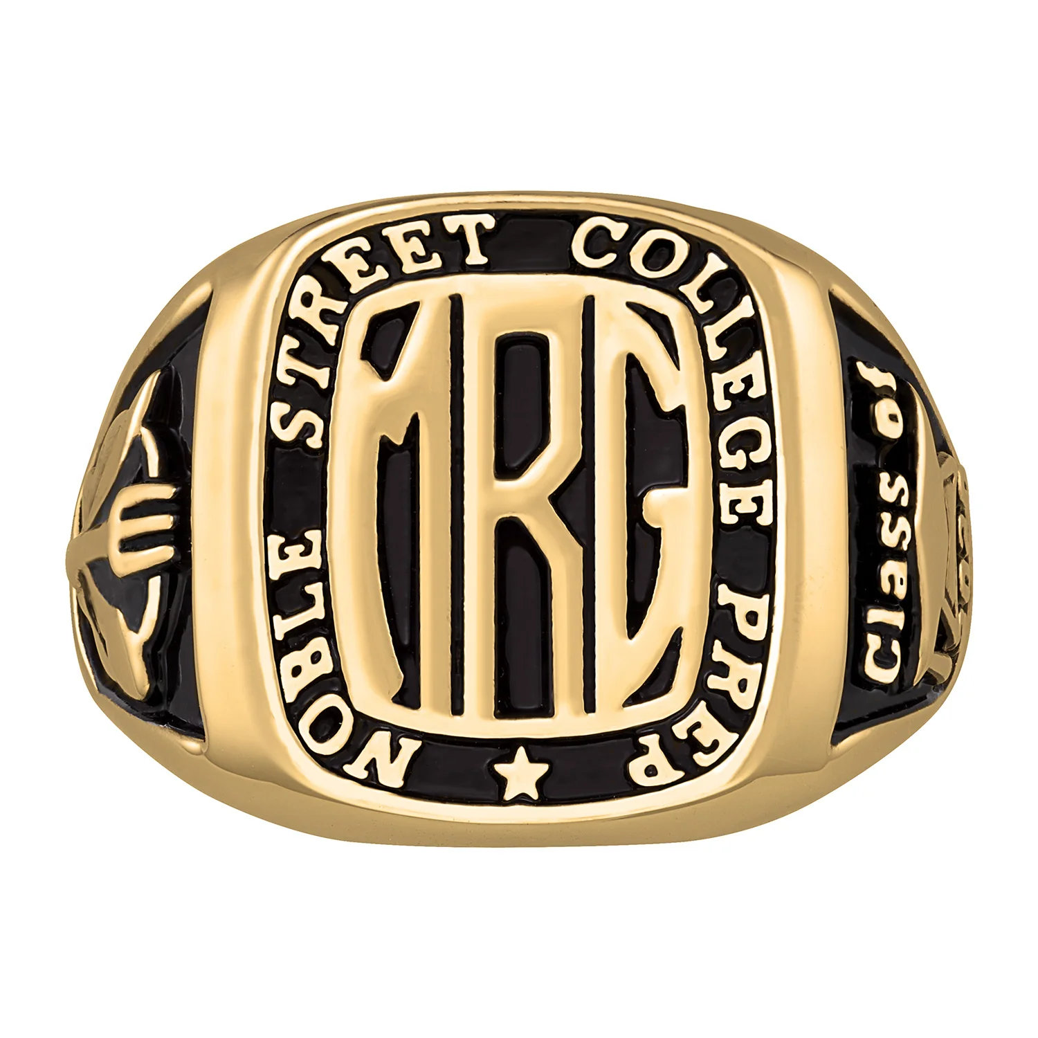14K Gold over Sterling Men's Monogram Rectagular Class Ring - Image 2