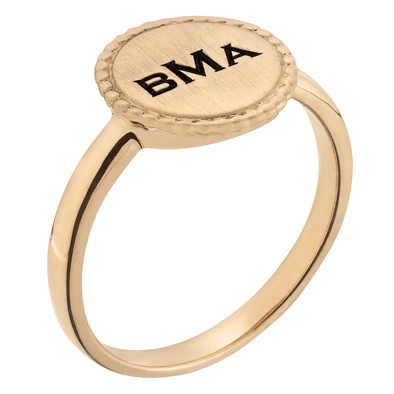 Gold over Sterling Monogram Round Brushed Center with Roped Ring - Image 2