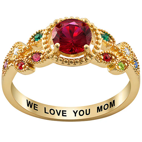 14K Gold over Sterling Mother's Family Birthstone Ring