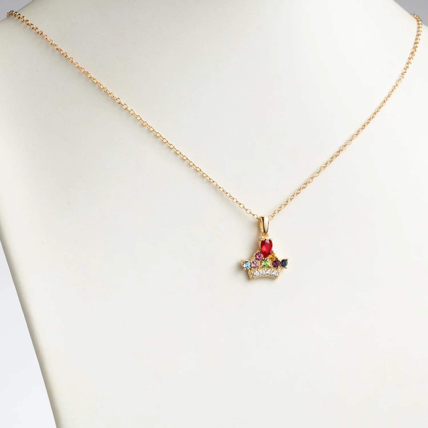 14K Gold over Sterling Mother's Family Crown Birthstone Pendant - Image 2