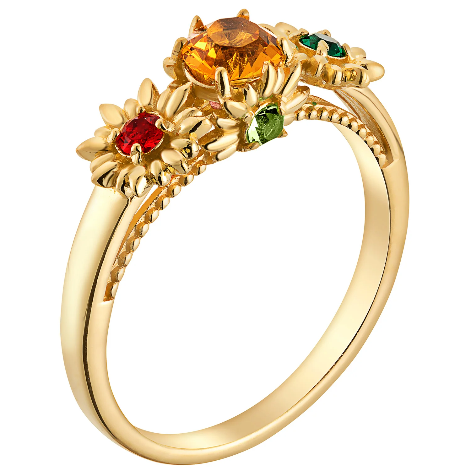 14K Gold over Sterling Mother's Family Flower Birthstone Ring - Image 2