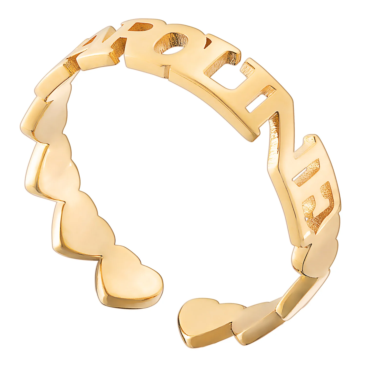 14K Gold over Sterling Name with Heart Band Ring - Image 3