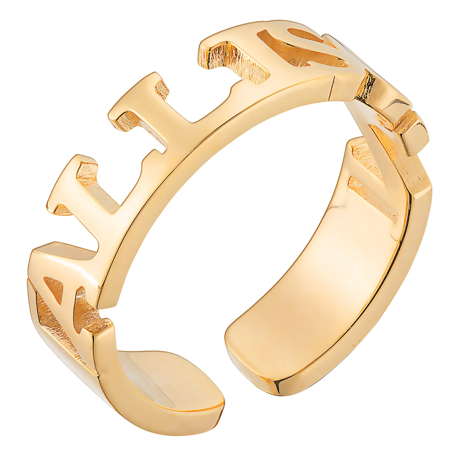 14K Gold over Sterling Name with Side Birthstone Ring - Image 3