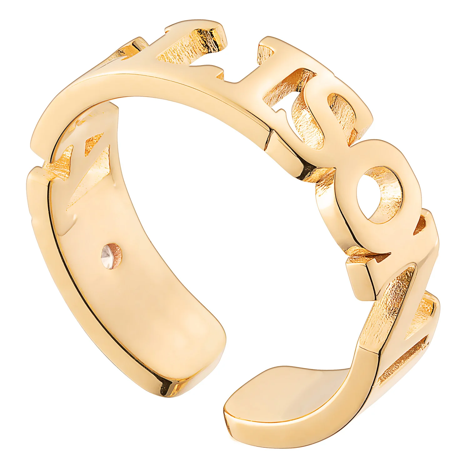 14K Gold over Sterling Name with Side Birthstone Ring - Image 4