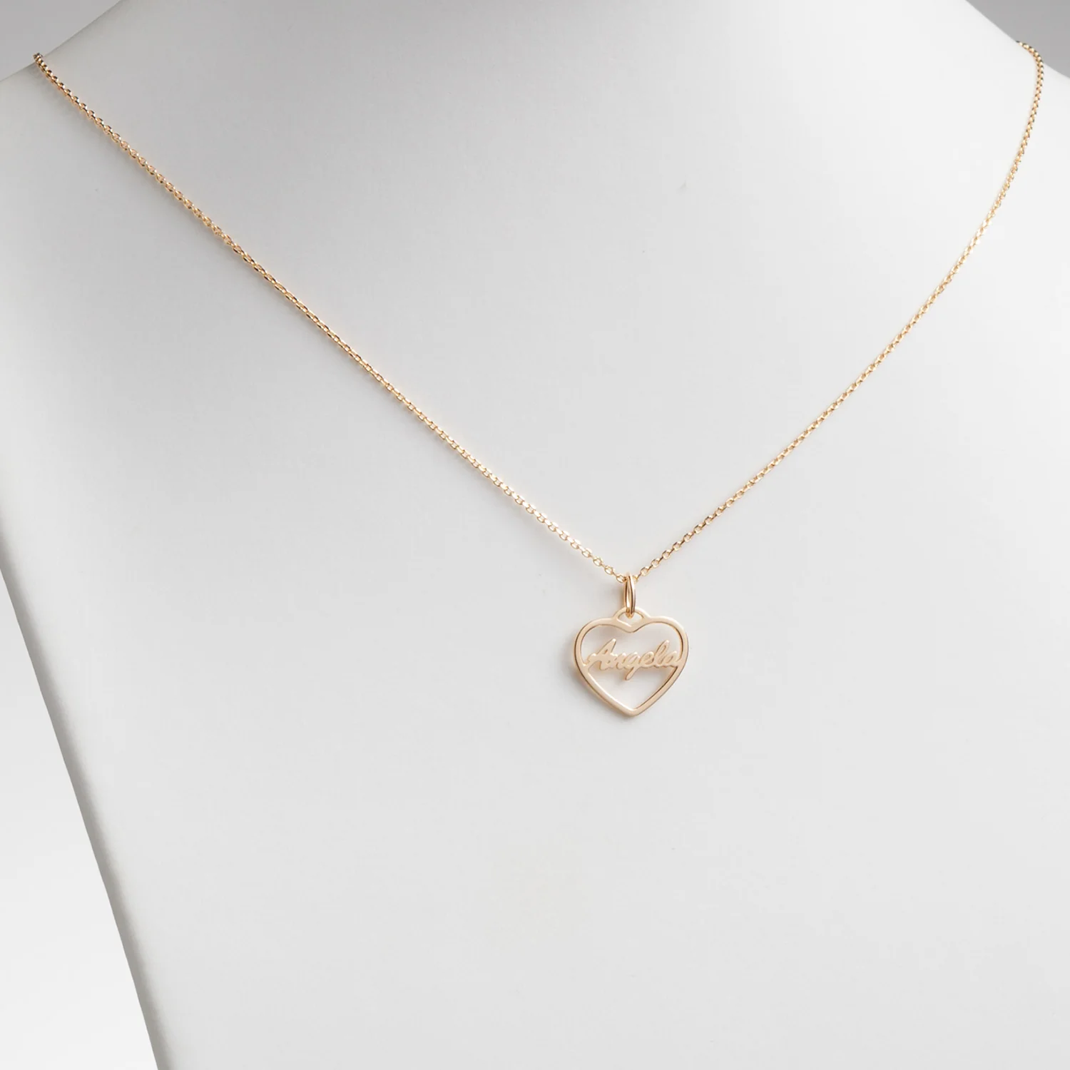 14K Gold over Sterling Open Heart Name Necklace - Image 2