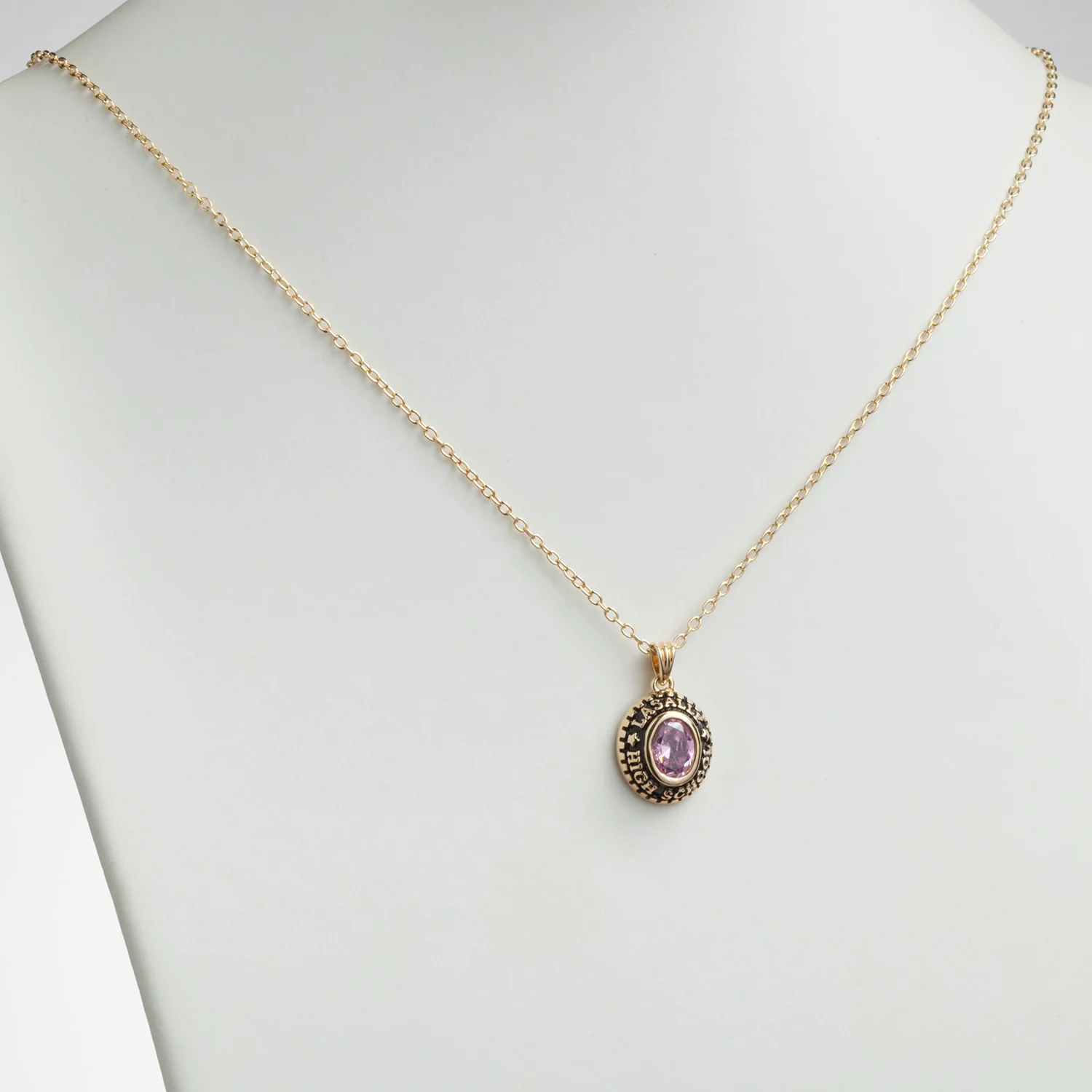 14K Gold over Sterling Oval Birthstone Graduation Pendant - Image 3