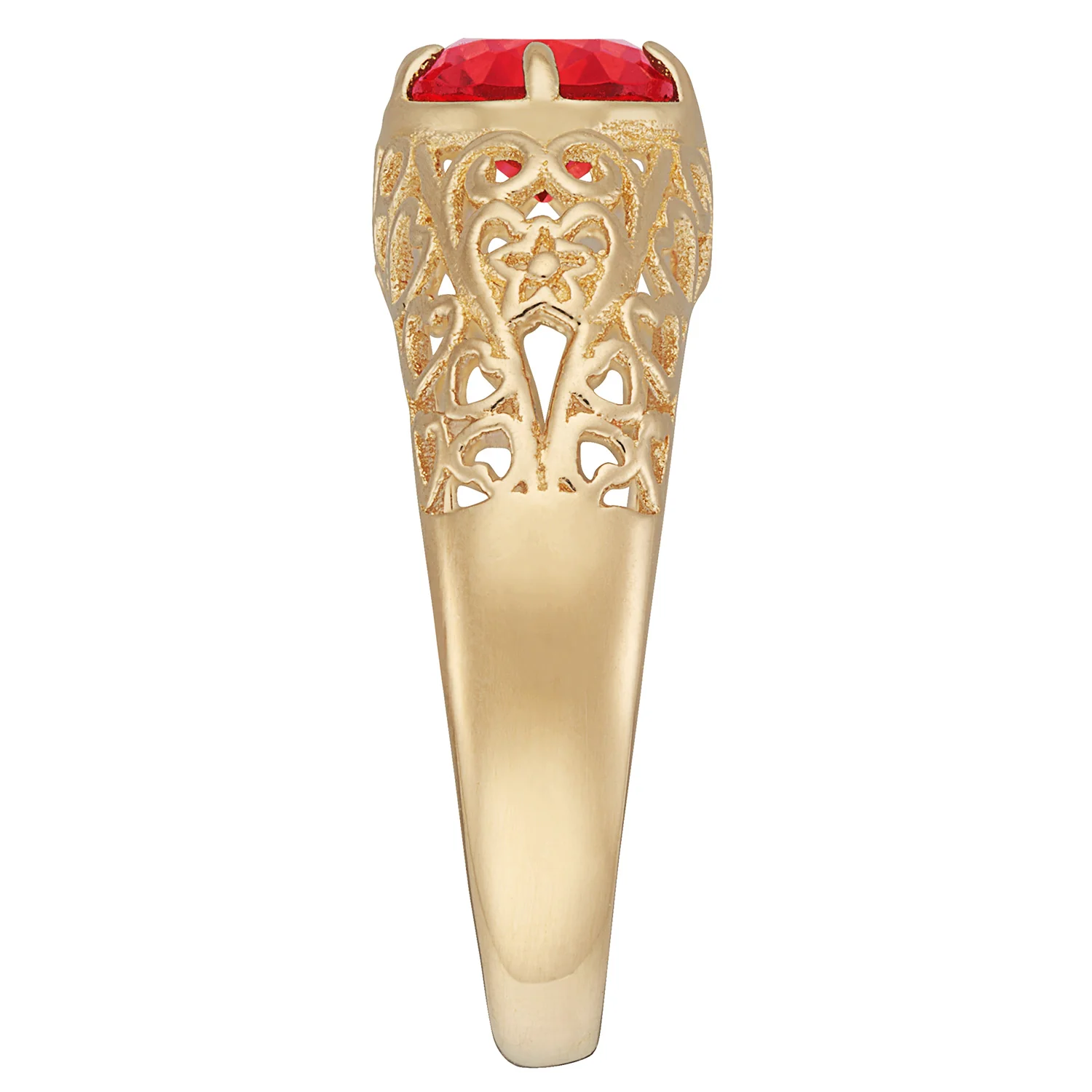 14K Gold over Sterling Oval Birthstone Class Ring With Filigree Hidden Year - Image 3