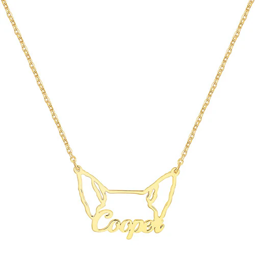 Gold over Sterling Personalized Puppy Ears Necklace - Image 4