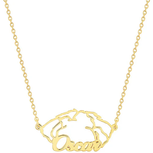 Gold over Sterling Personalized Puppy Ears Necklace - Image 5