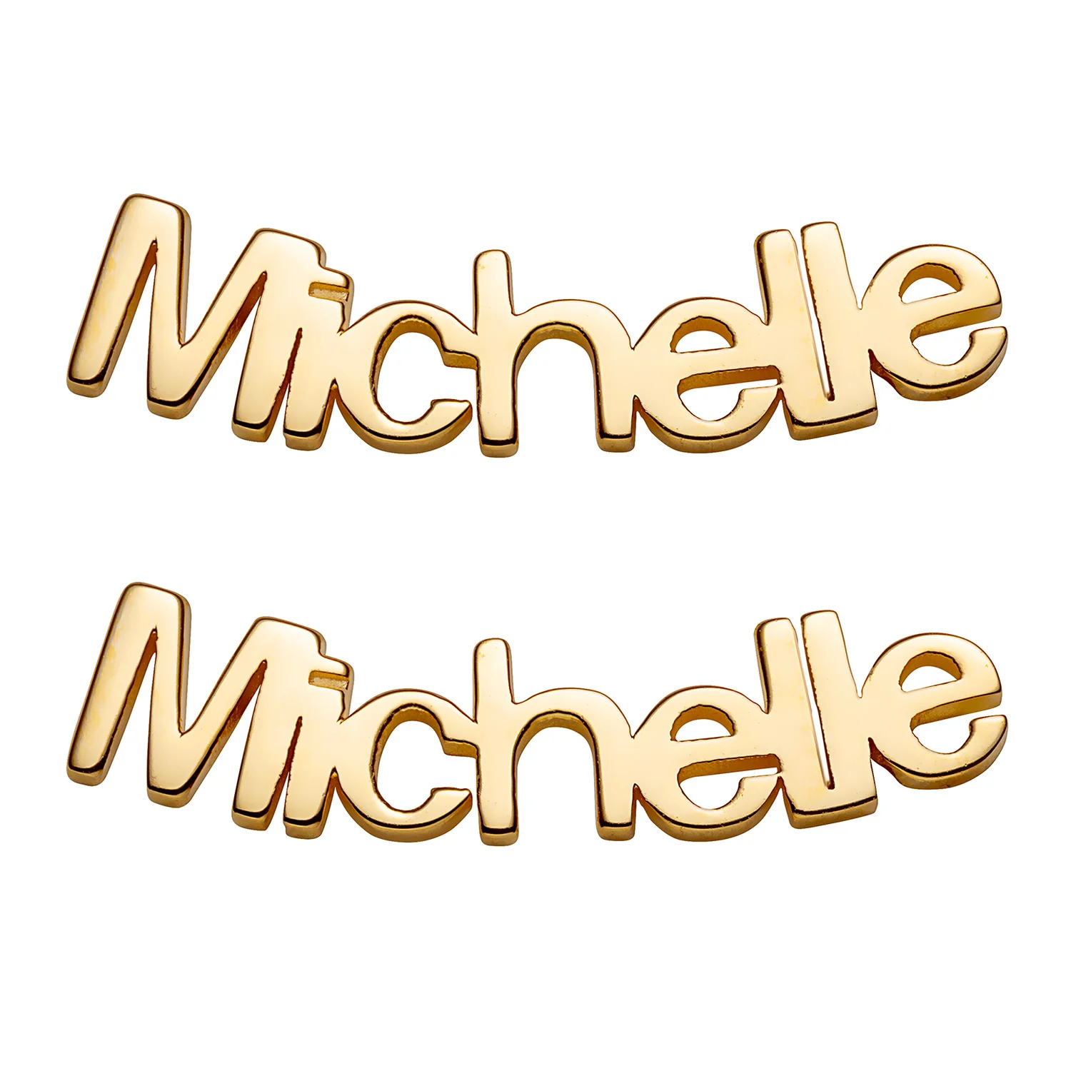 14K Gold over Sterling Personalized Name Crawler Button Earring