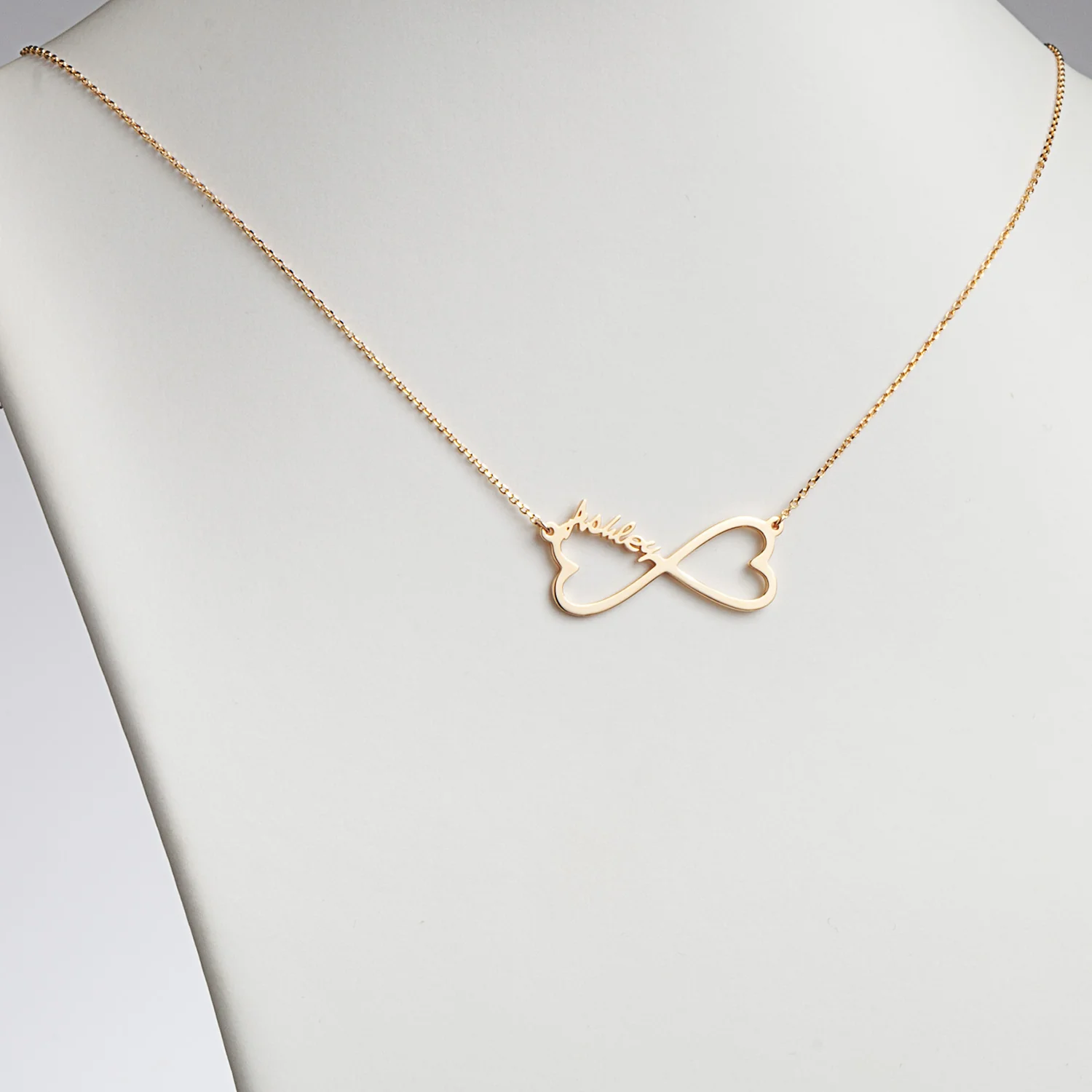 14K Gold over Sterling Personalized Name Heart Infinity Necklace - Image 2