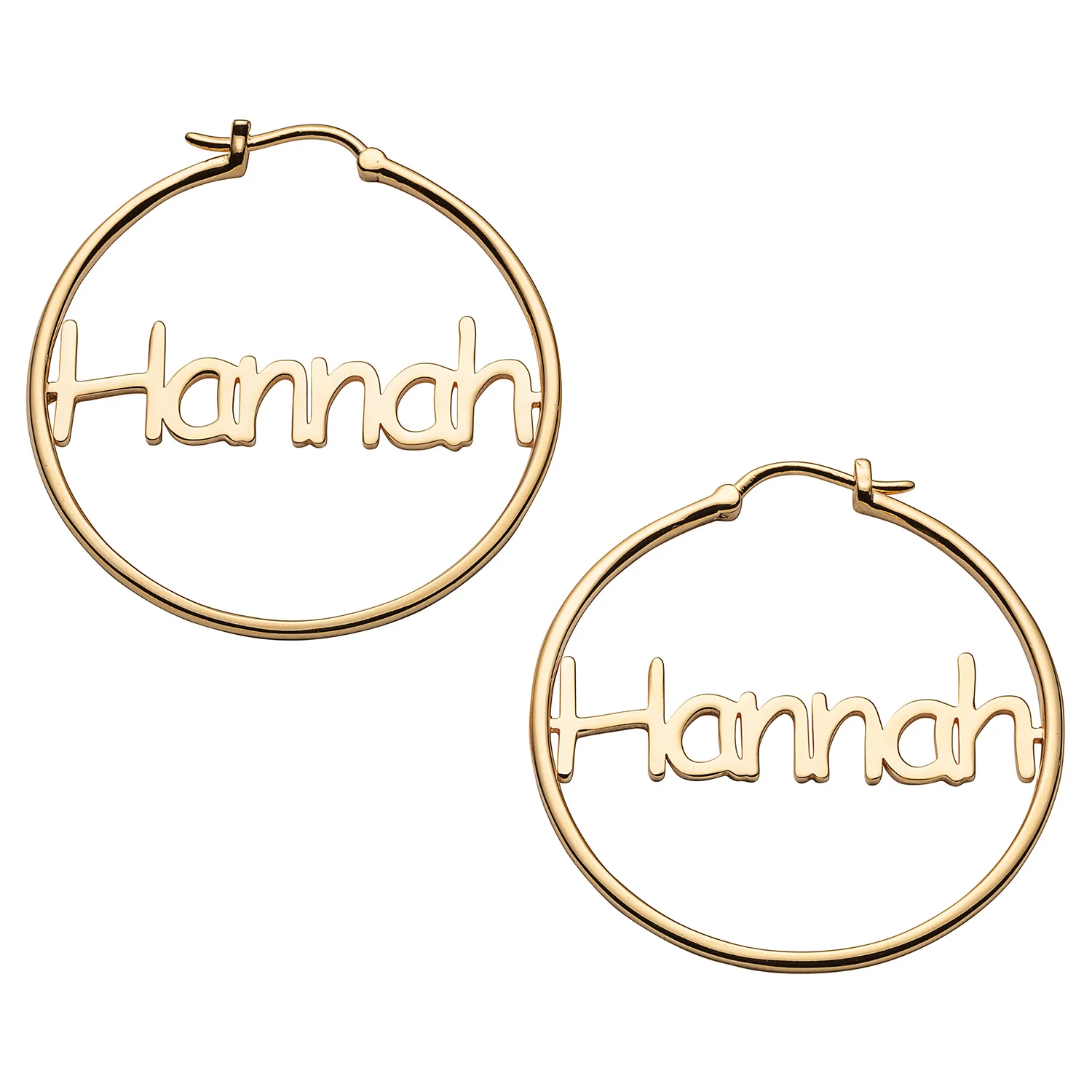 14K Gold over Sterling Personalized Name Medium Hoop Earring