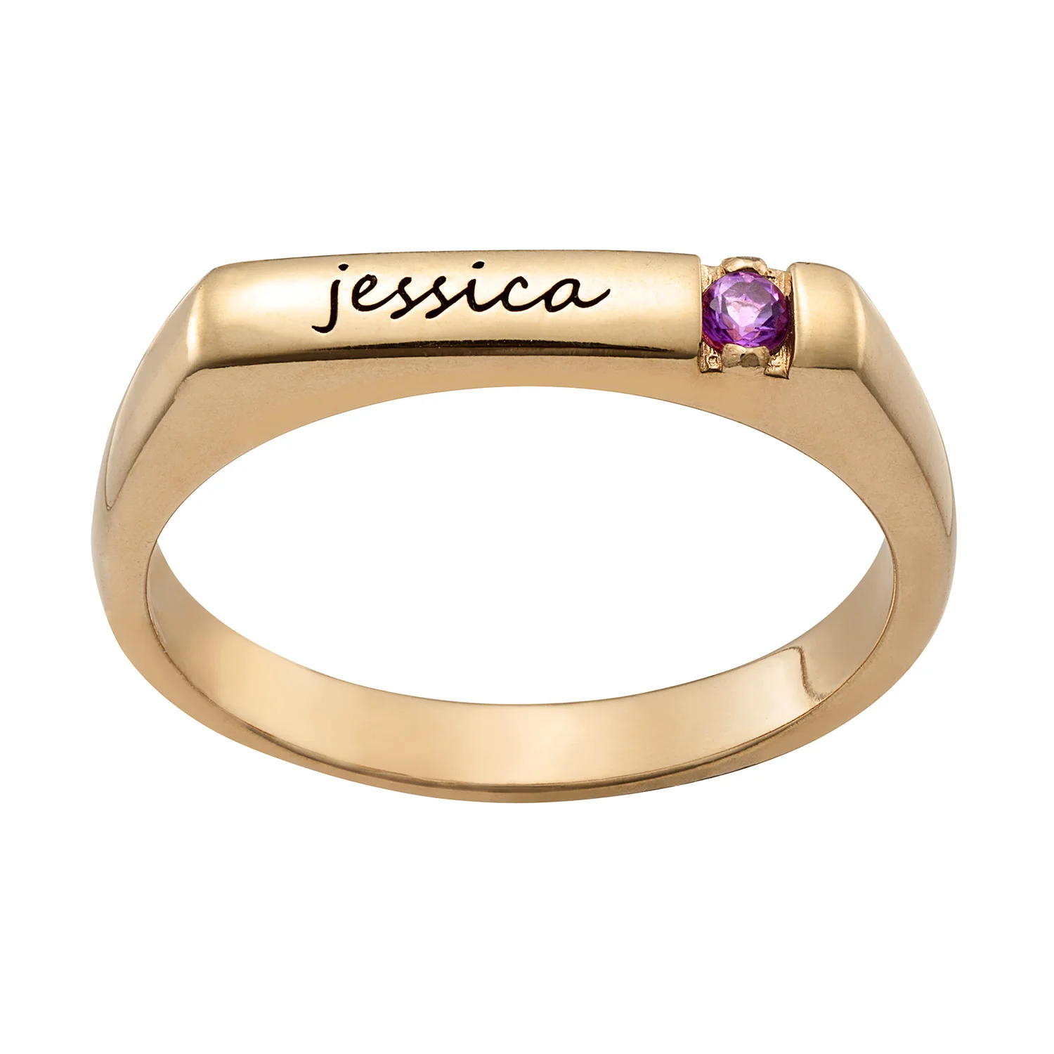 Gold over Sterling Personalized Rectangle Ring